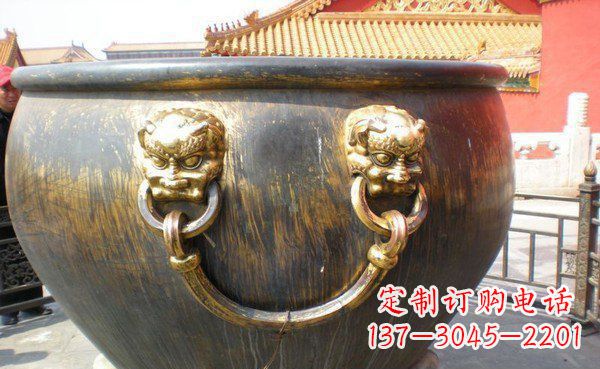 沧州寺庙水缸铜雕 (3)