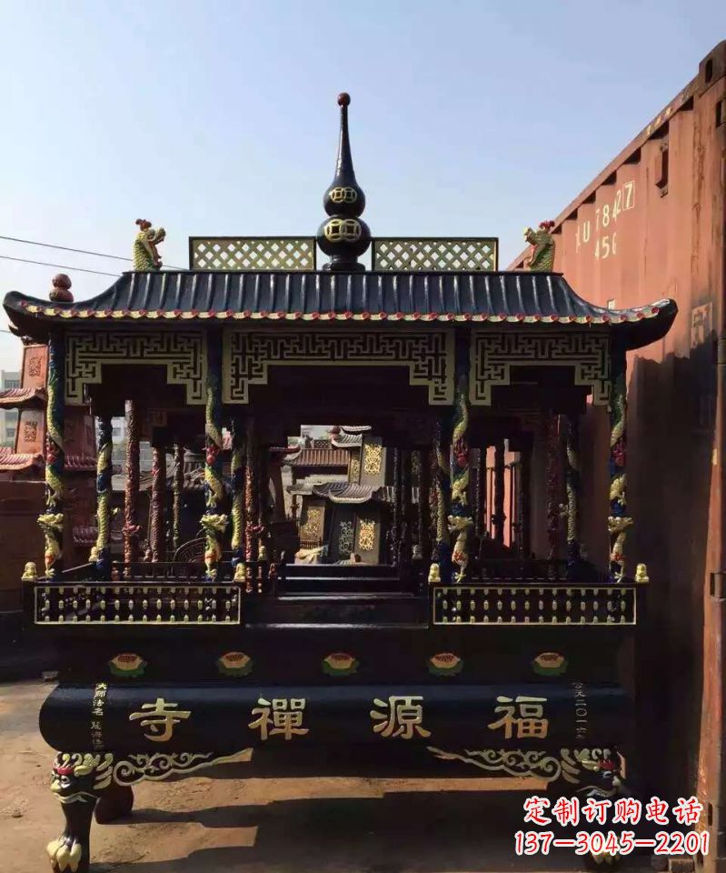 沧州寺庙香炉铜雕 (2)