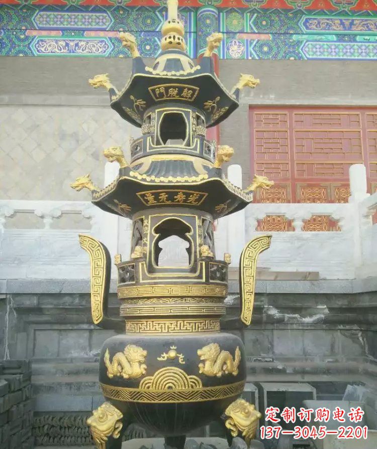 沧州寺庙香炉铜雕_1