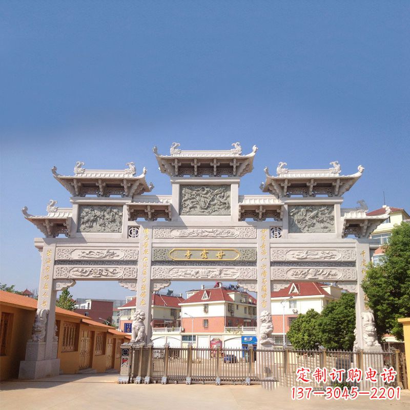 沧州寺院大门石雕牌楼