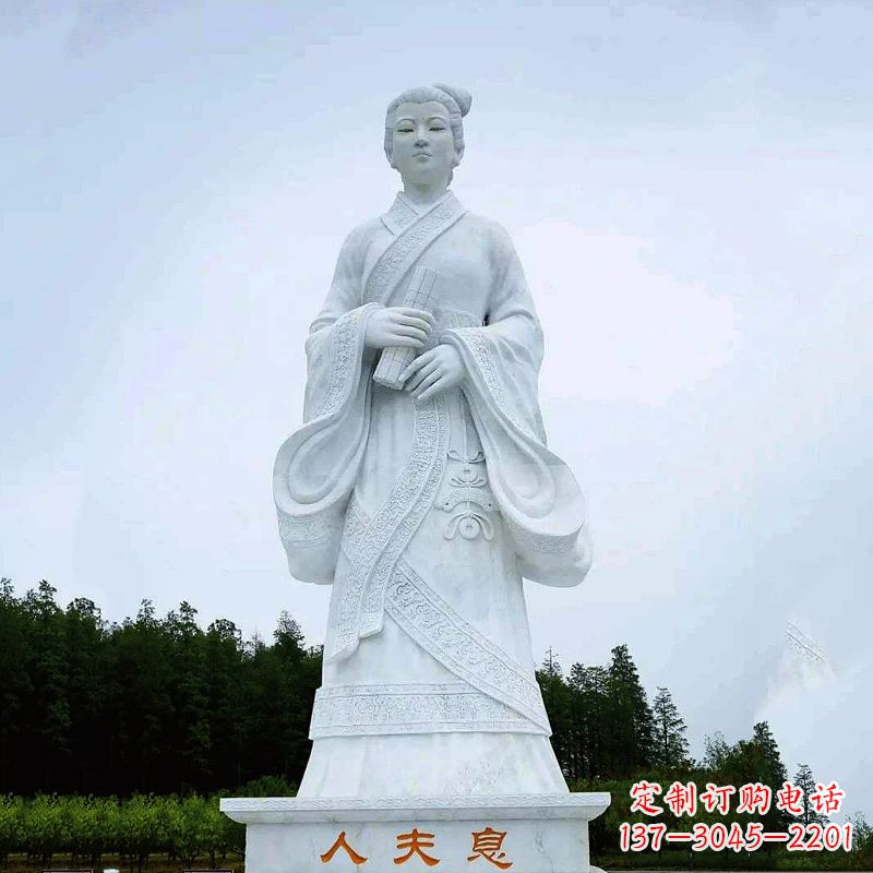 沧州桃花夫人息妫汉白玉雕塑-景区园林历史名人古代著名美女雕像