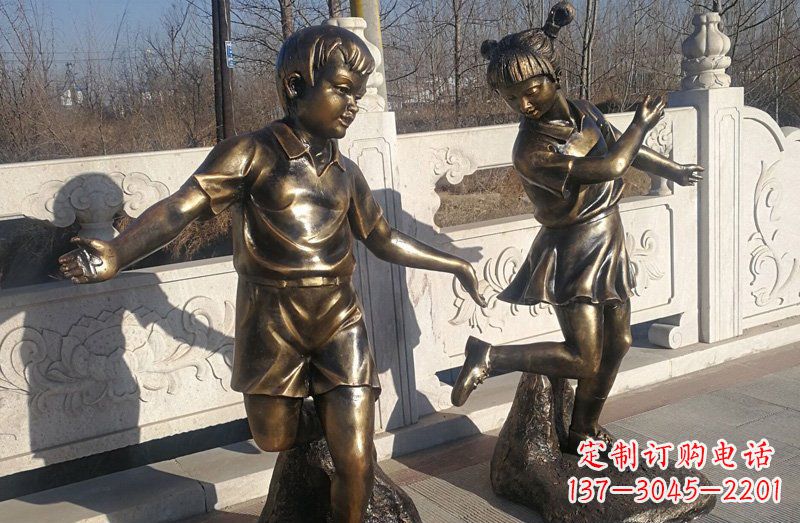 沧州踢毽子的儿童铜雕 (2)