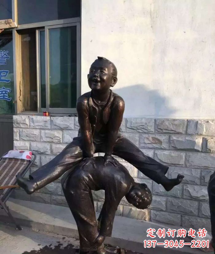 沧州跳马儿童铜雕 (2)