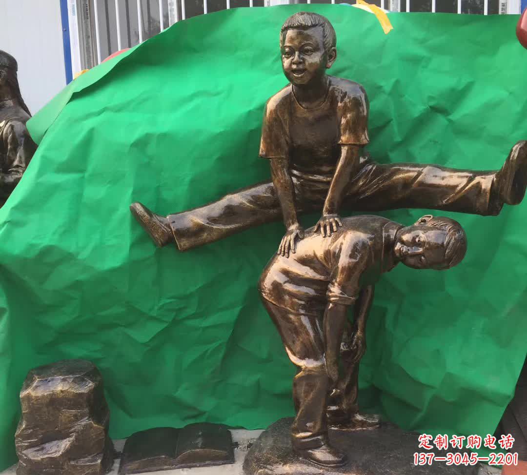 沧州跳马儿童铜雕