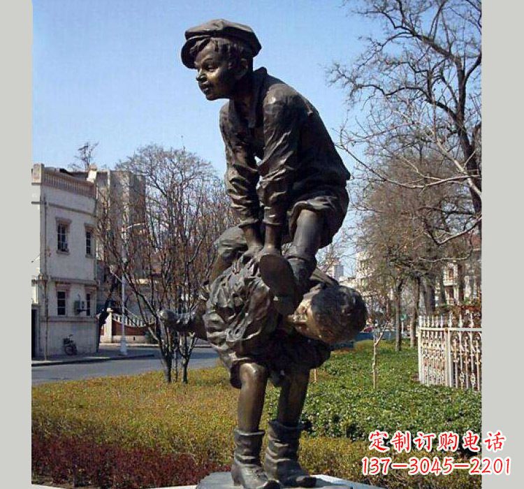沧州跳山羊人物铜雕