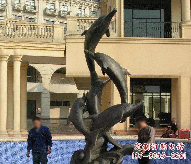 沧州跳跃海豚景观铜雕