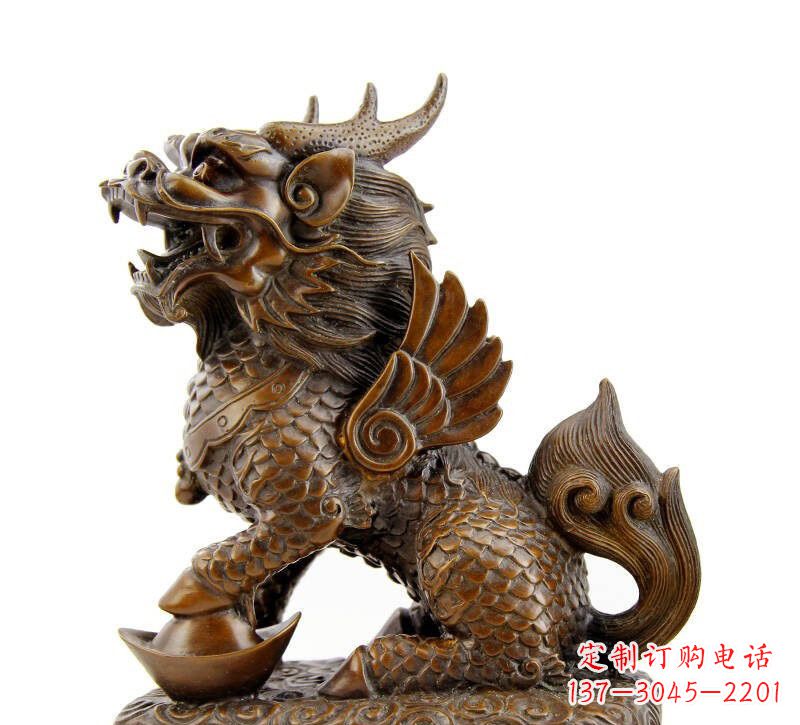 沧州铜雕踩元宝麒麟