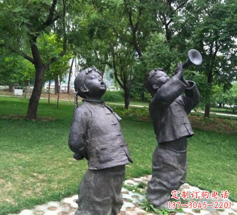 沧州铜雕儿童吹唢呐