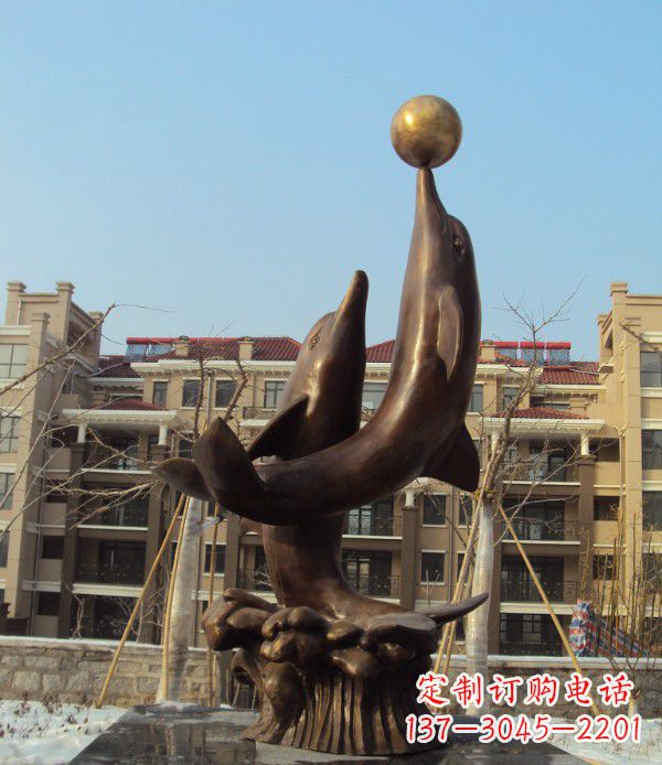 沧州铜雕海豚雕塑 (2)