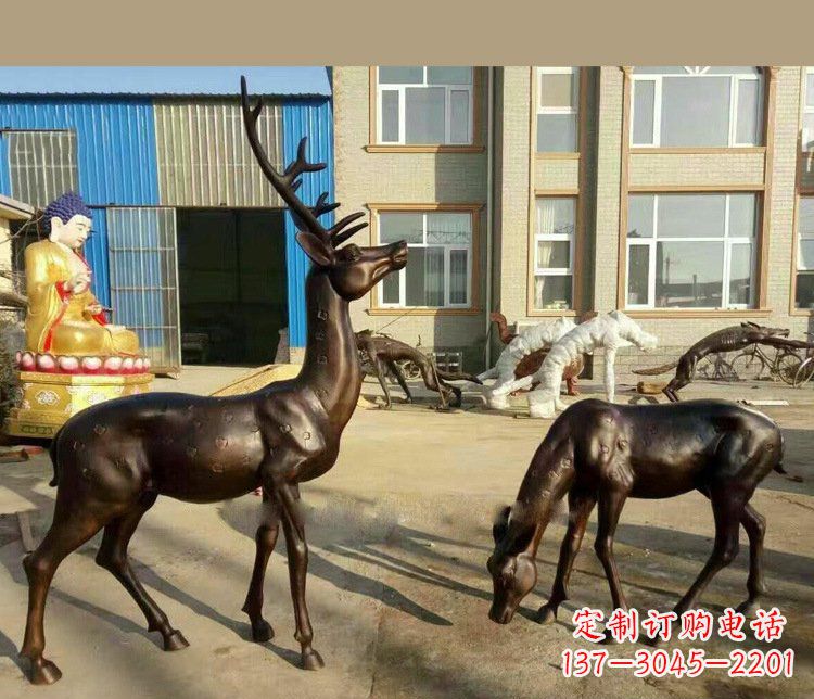 沧州铜雕户外公园动物雕塑鹿摆件 (2)