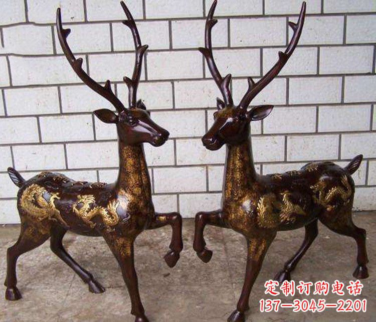 沧州铜雕吉祥复古梅花鹿雕塑摆件