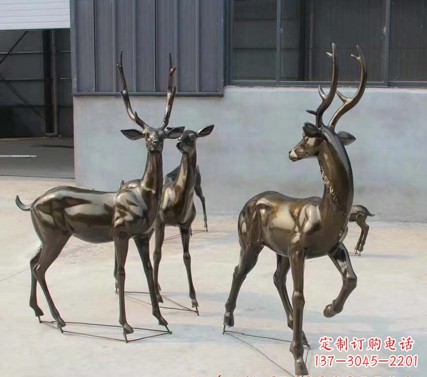 沧州铜雕鹿群雕塑