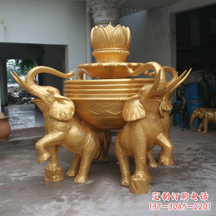 沧州铜雕喷水大象雕塑