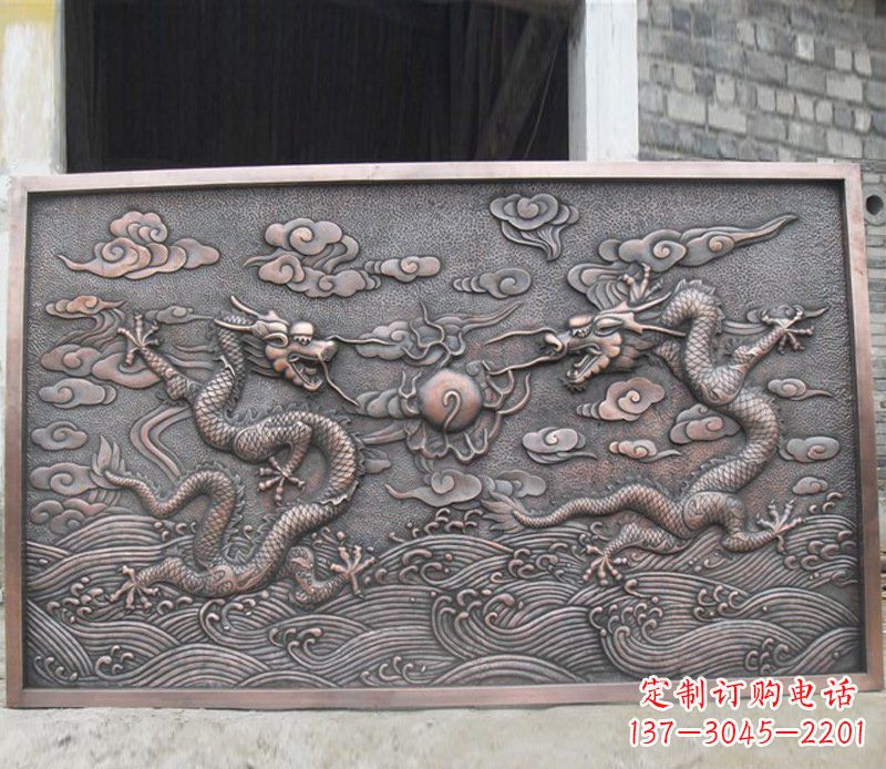 沧州铜雕双龙壁画景观摆件