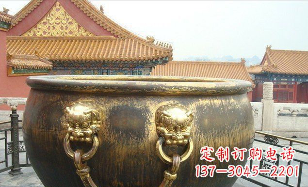 沧州铜雕水缸寺庙景观雕塑 (2)