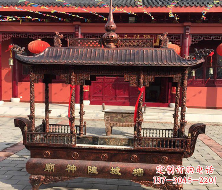 沧州铜雕寺庙佛光普照香炉雕塑摆件
