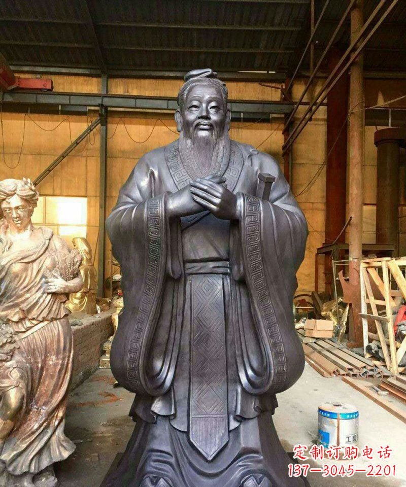 沧州铜雕校园孔子人像雕塑