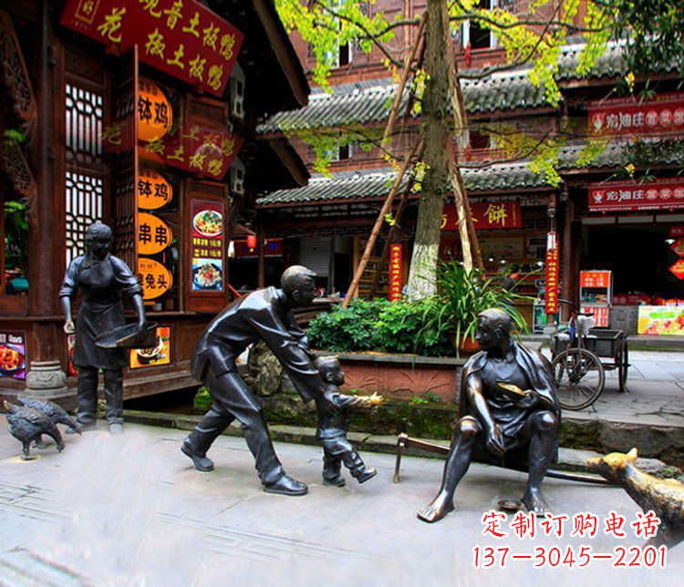 沧州铜雕学走路儿童街道人物雕塑