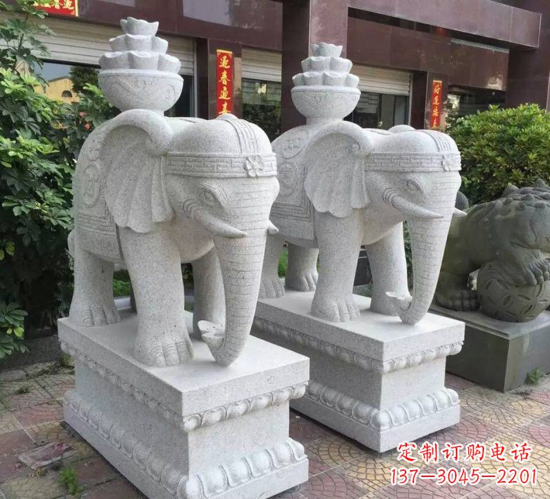 沧州驮元宝的大象石雕