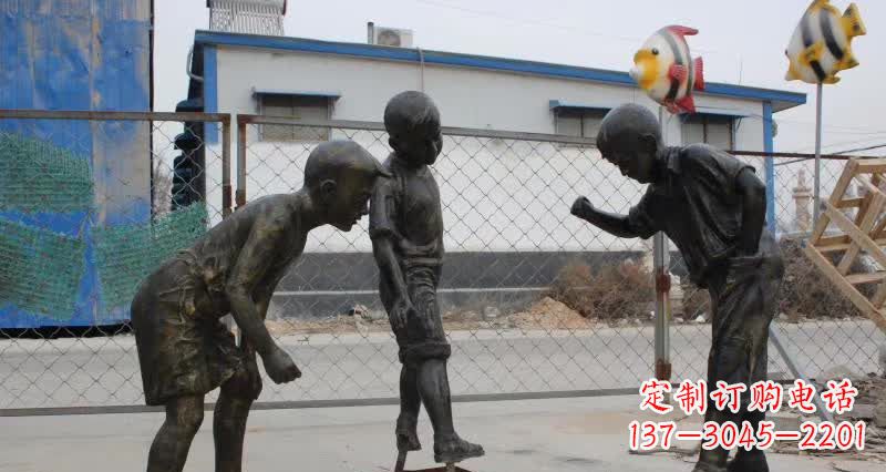 沧州玩陀螺人物铜雕
