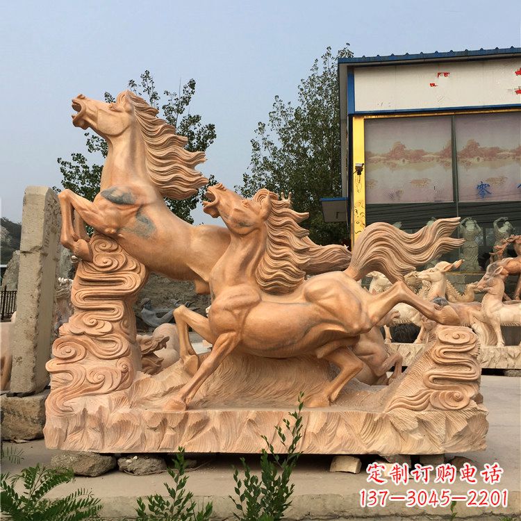 沧州晚霞红奔马群雕