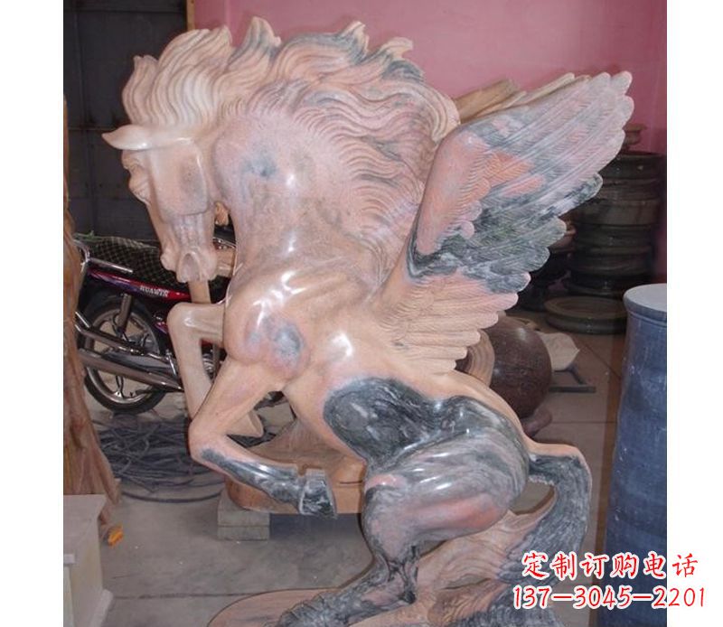 沧州晚霞红奔马石雕