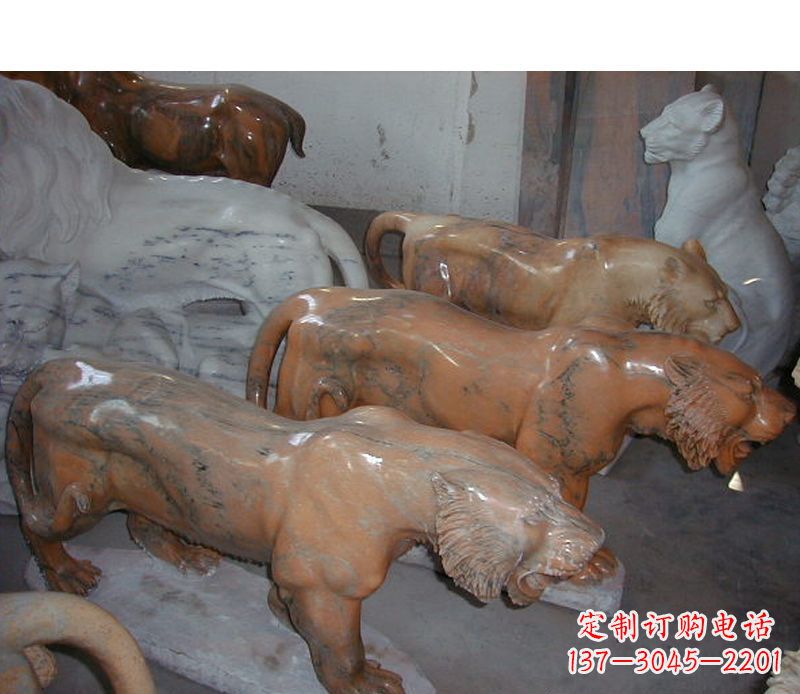 沧州晚霞红动物老虎石雕