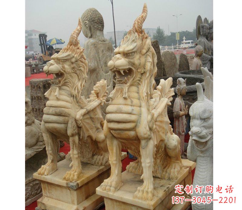 沧州晚霞红独角兽雕塑
