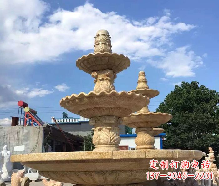 沧州晚霞红多层喷泉石雕