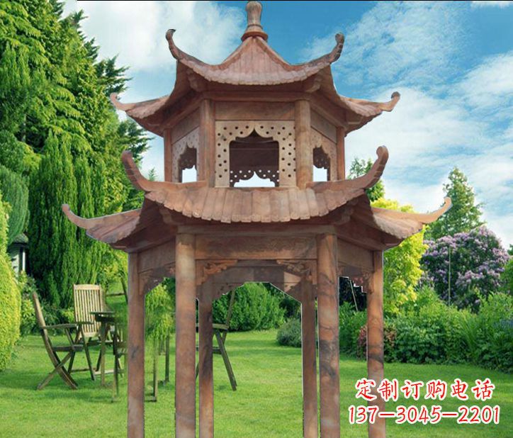 沧州晚霞红公园建筑凉亭