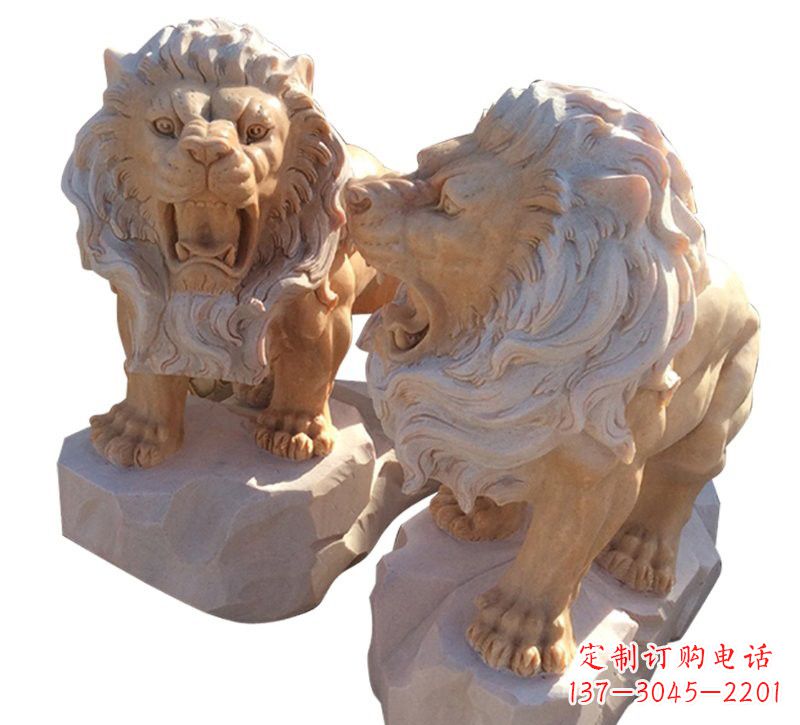 沧州晚霞红欧式西洋狮子雕塑