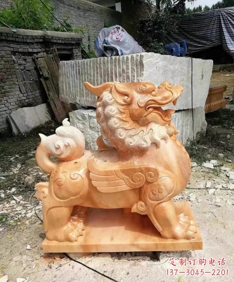 沧州晚霞红貔貅雕塑1