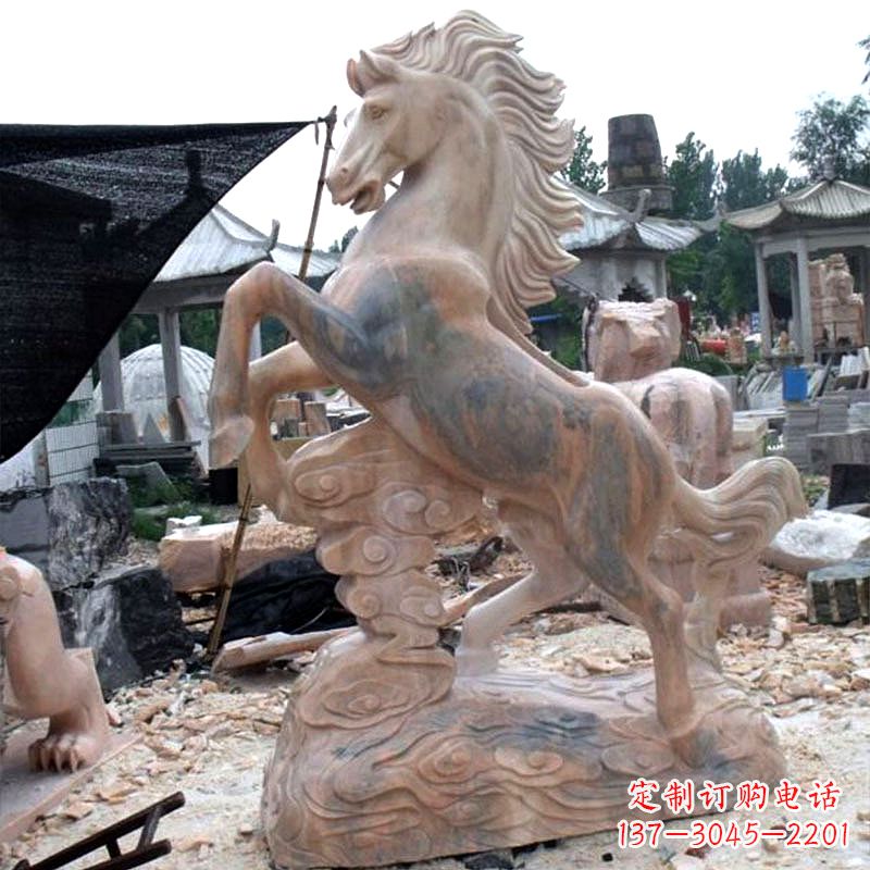 沧州晚霞红石雕马生肖动物雕塑