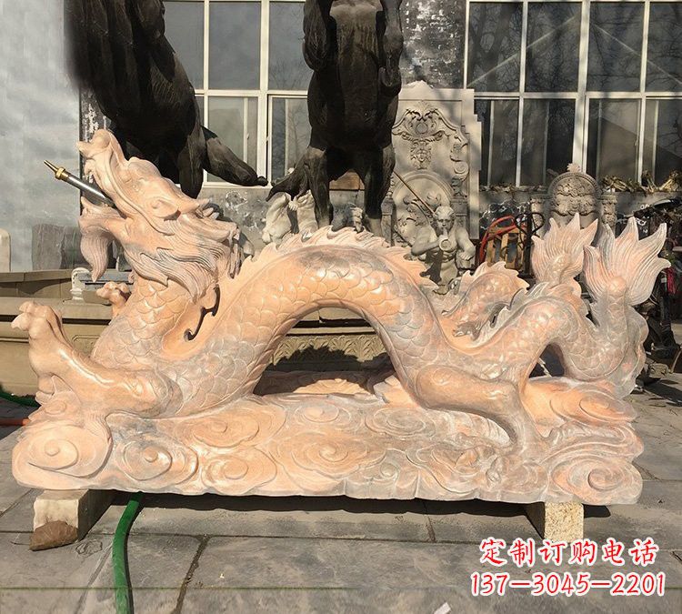 沧州晚霞红石雕喷水龙