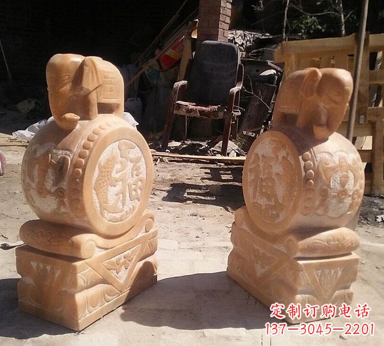 沧州晚霞红小象门墩