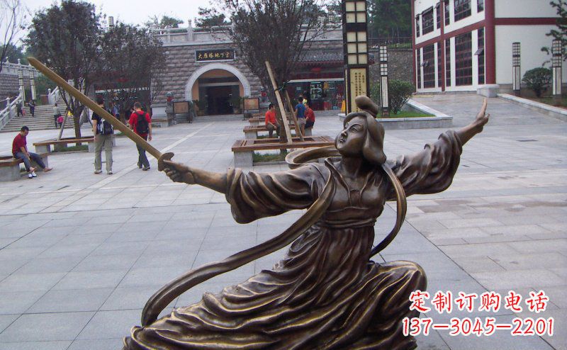 沧州舞剑的古代美女古代人物铜雕