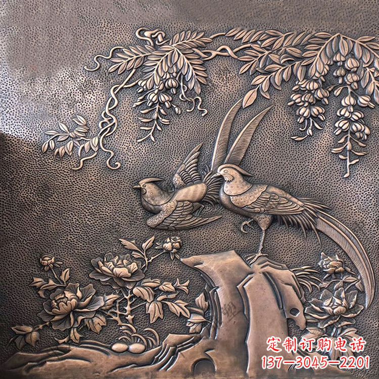 沧州喜鹊紫铜浮雕装饰画