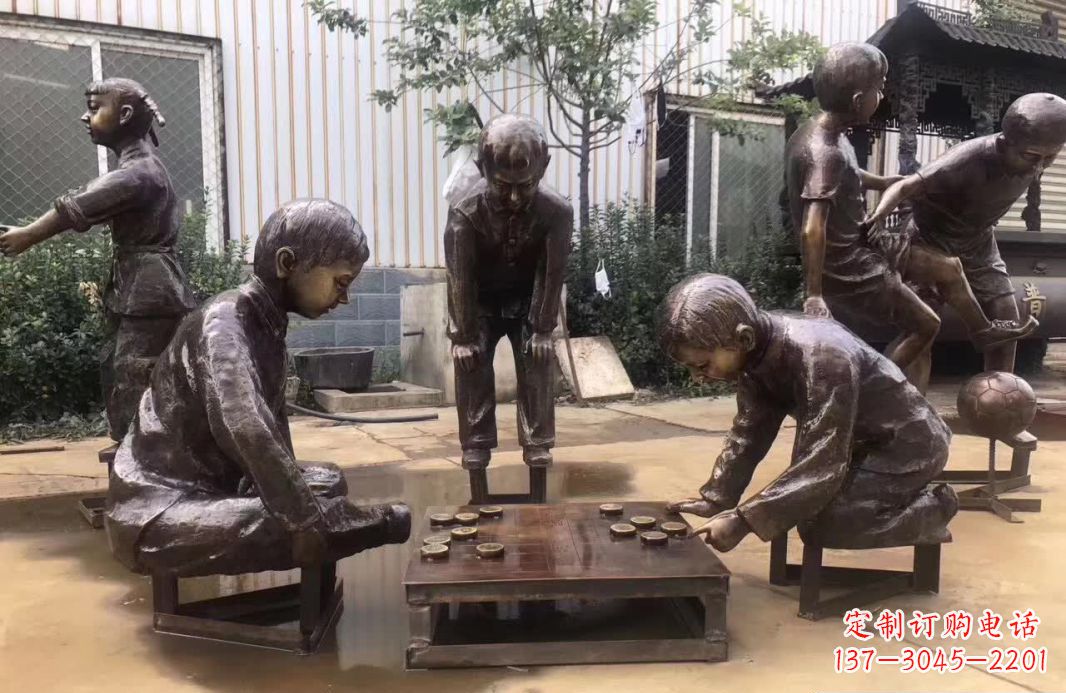沧州下象棋儿童铜雕