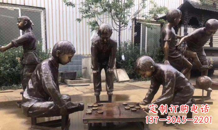 沧州下象棋儿童铜雕 (2)