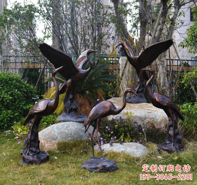 沧州仙鹤铜雕塑 (2)
