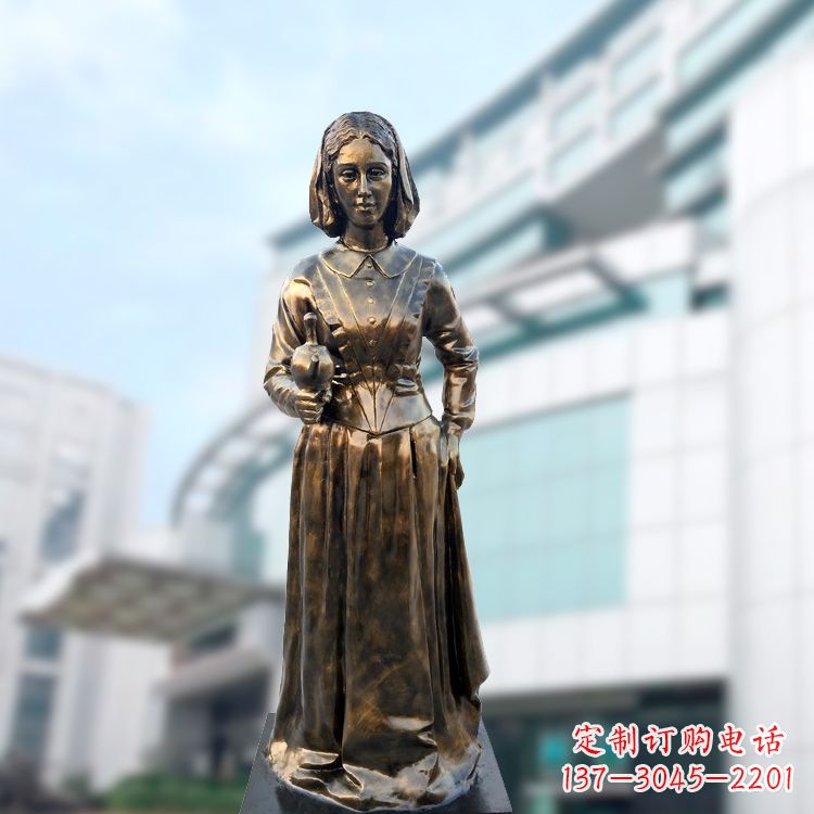 沧州现代护理教育奠基人南丁格尔玻璃钢仿铜雕像