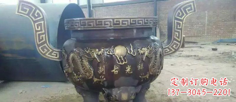 沧州祥光古刹寺庙香炉铜雕