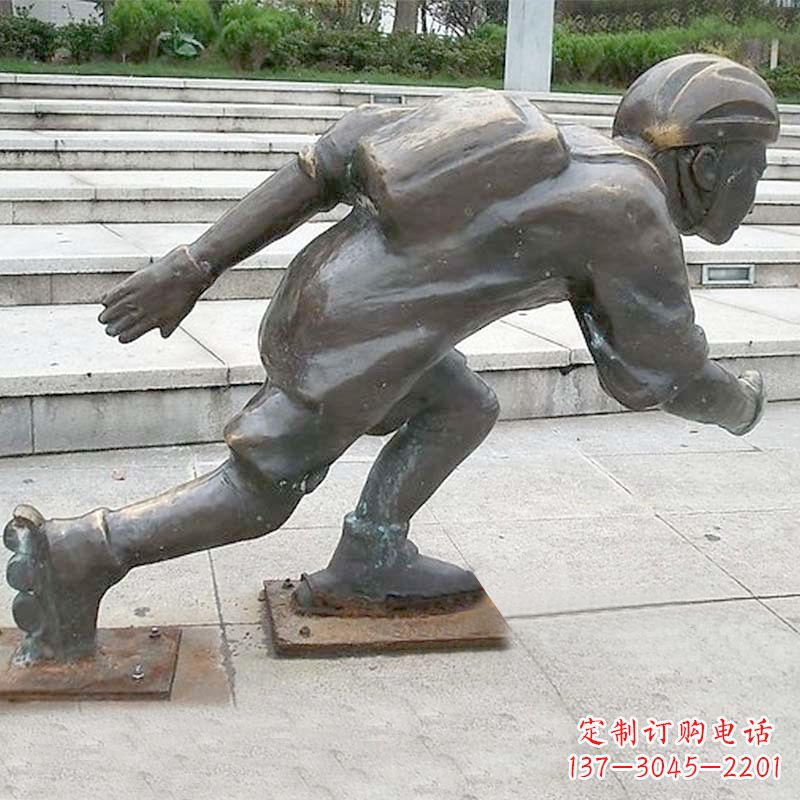 沧州小孩滑旱冰广场人物运动雕塑