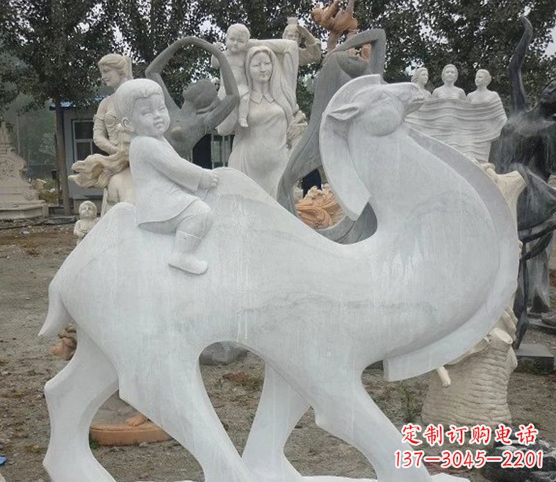 沧州小孩骑骆驼石雕