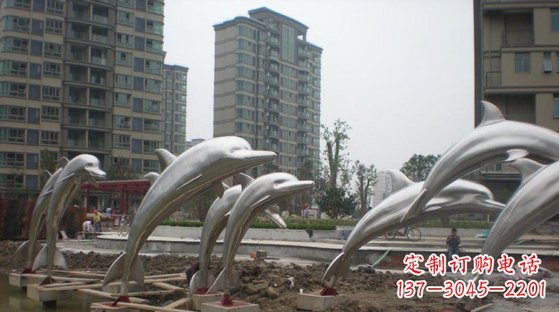 沧州小区不锈钢跳跃海豚雕塑