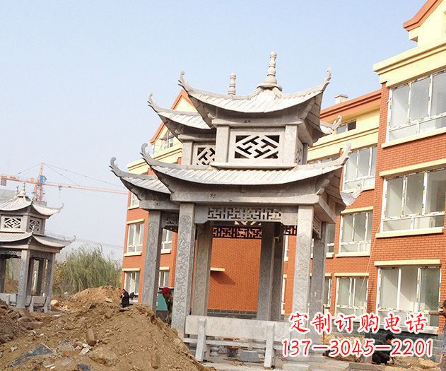 沧州小区景观大理石凉亭石雕