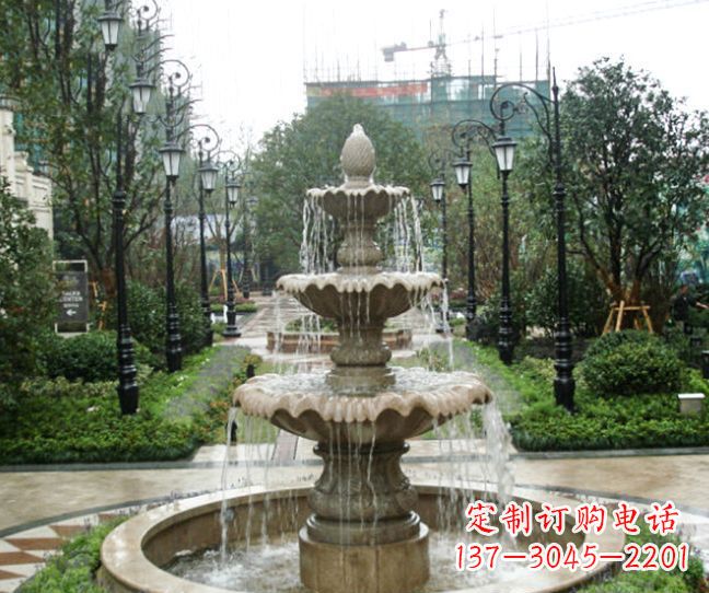 沧州小区景观大理石喷泉石雕 (4)