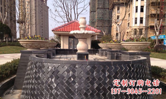沧州小区景观大理石喷泉石雕 (3)