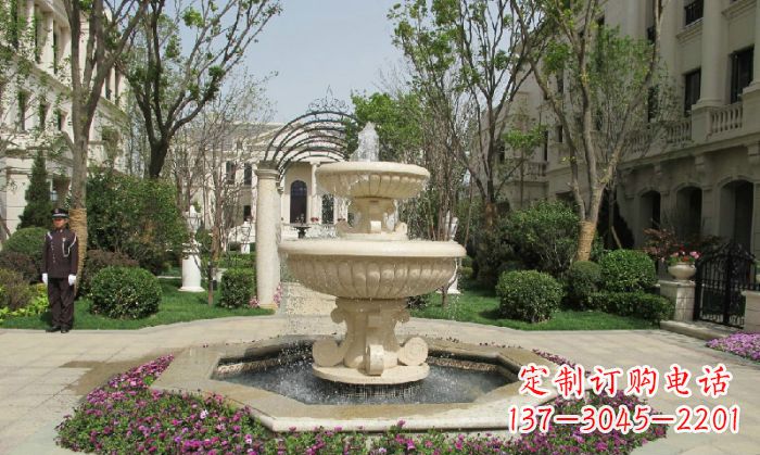 沧州小区景观大理石喷泉石雕 (7)