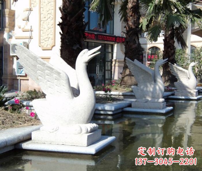 沧州小区景观大理石天鹅喷泉石雕